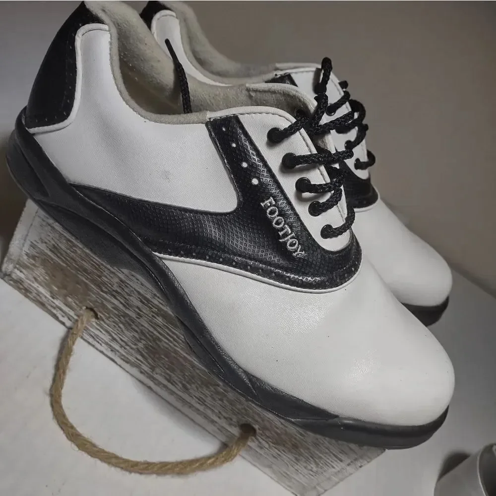 👍 Women's Golf Shoes Footjoy Size 8.5 Saddle Shoe Black White. A14